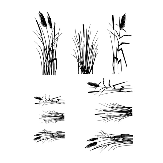 Cattails and pampas grass silk screen design
