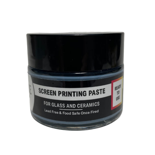Jar of Steel Grey screen printing paste showcasing its sleek, modern hue and smooth consistency