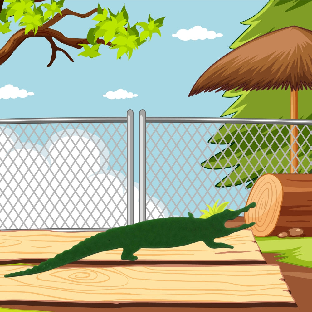 Precut glass shape of alligator in zoo.