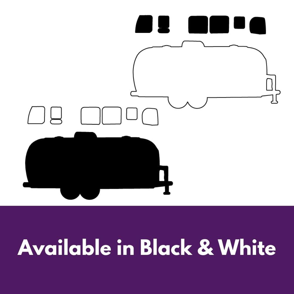 Precut glass shape of an airstream trailer in colour combo options.