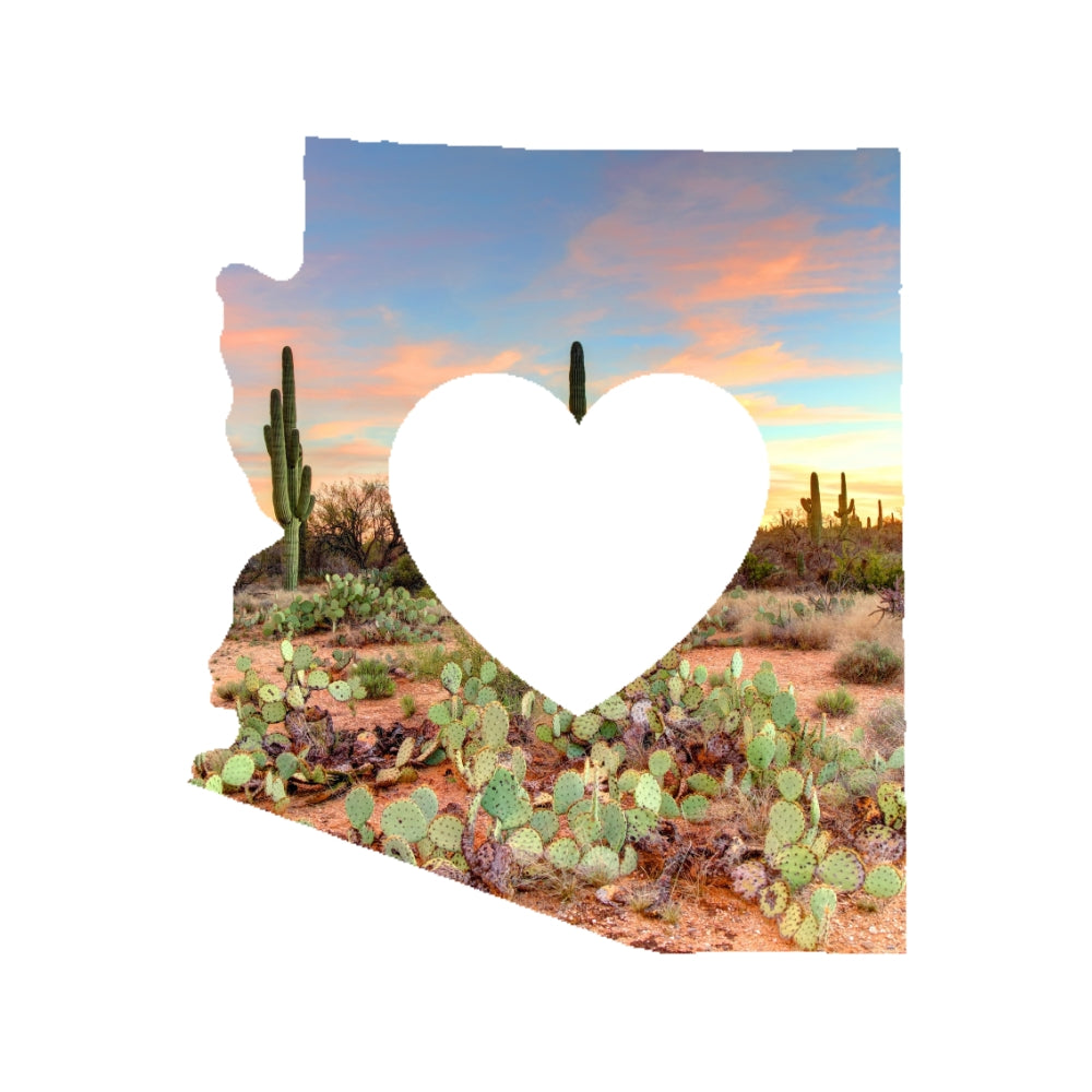 Arizona with Heart Cut Out Precut Glass Shape - COE 90