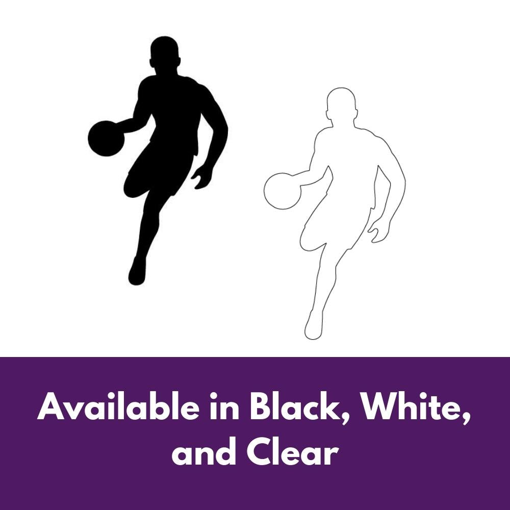 Precut glass shape of basketball player #2 in alternate colours.