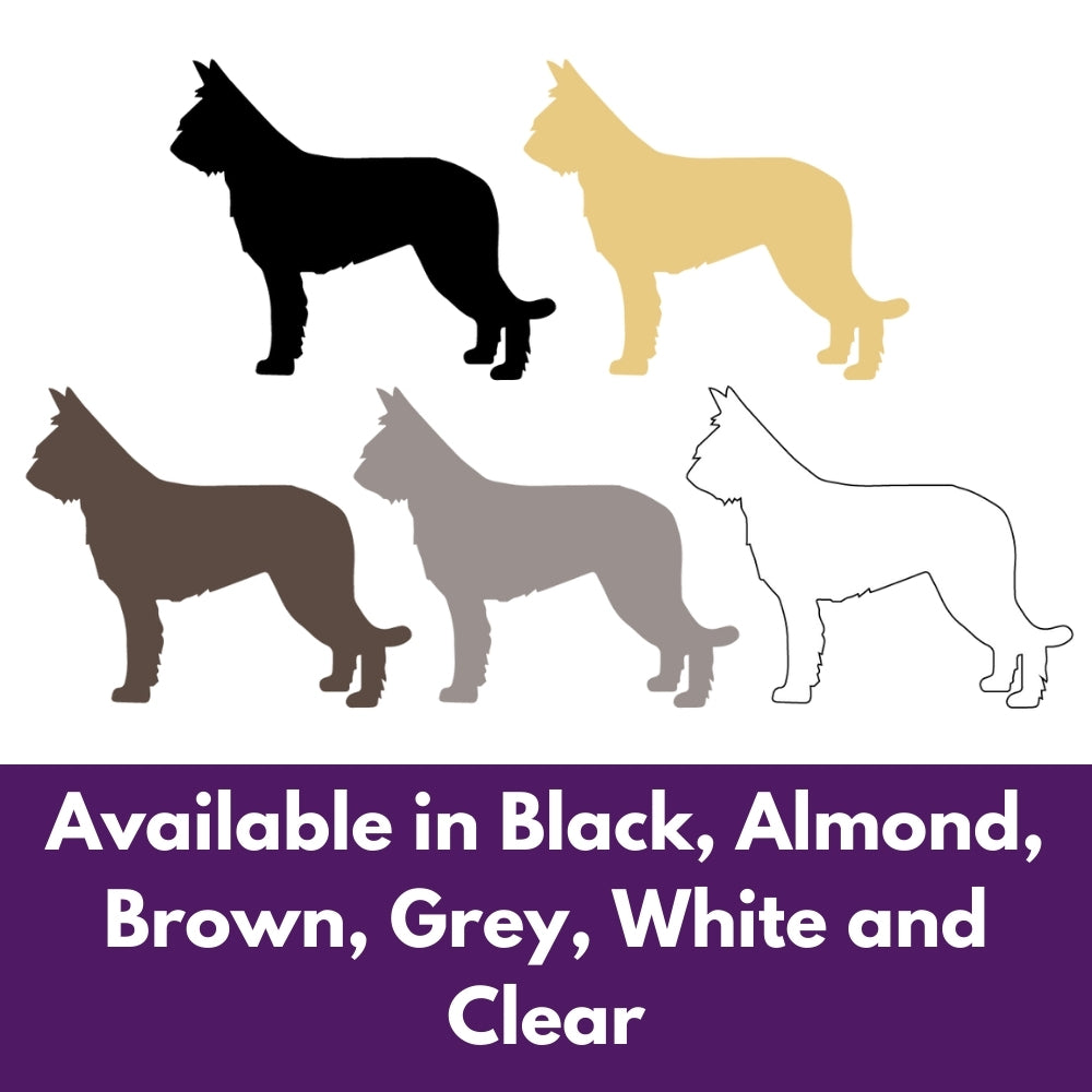 Precut glass shape of a Berger Picard dog in multiple colors.