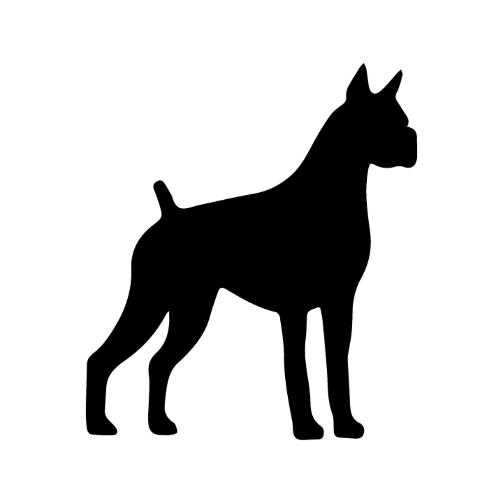 Precut glass shape of a boxer in black.