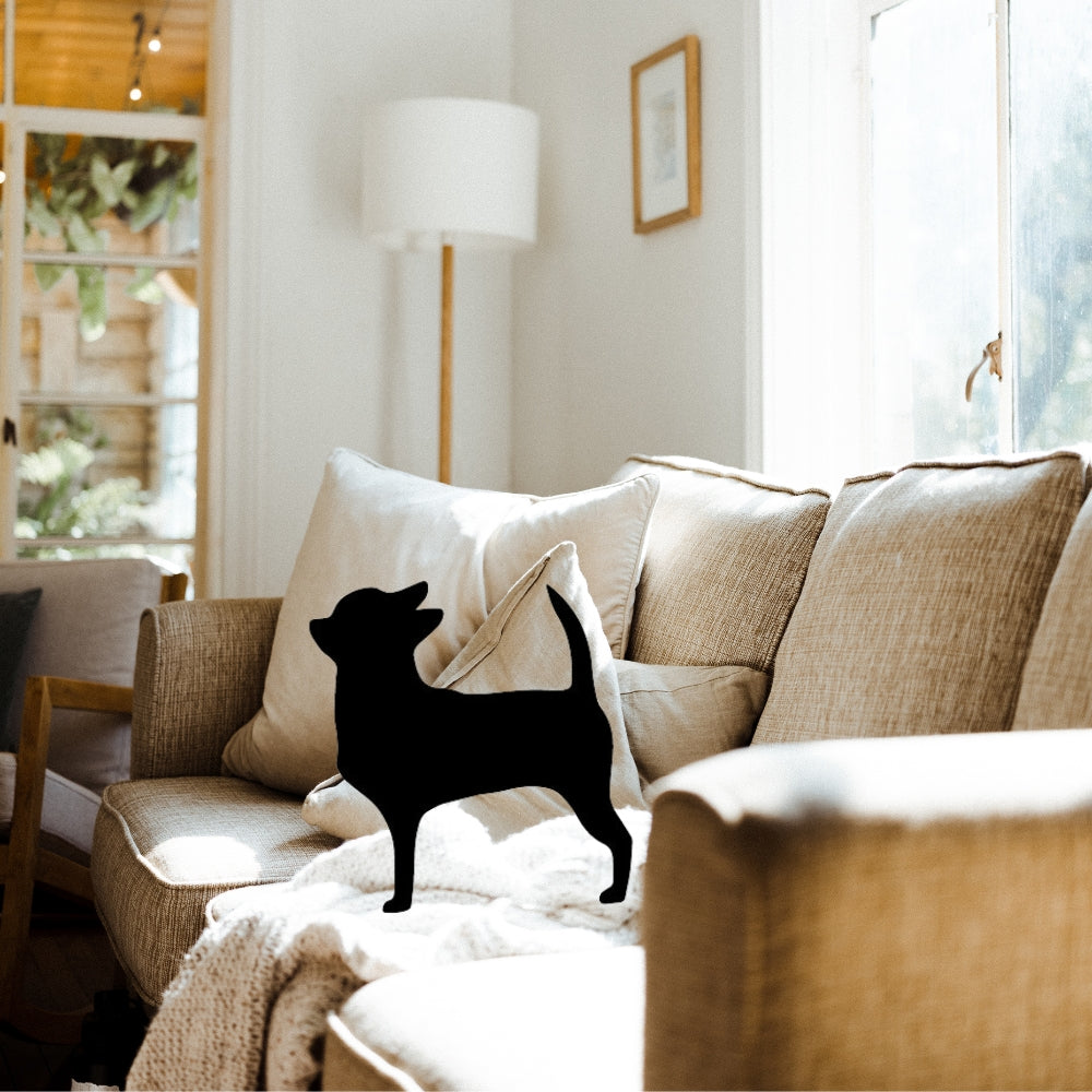Precut glass shape of chihuahua at home.