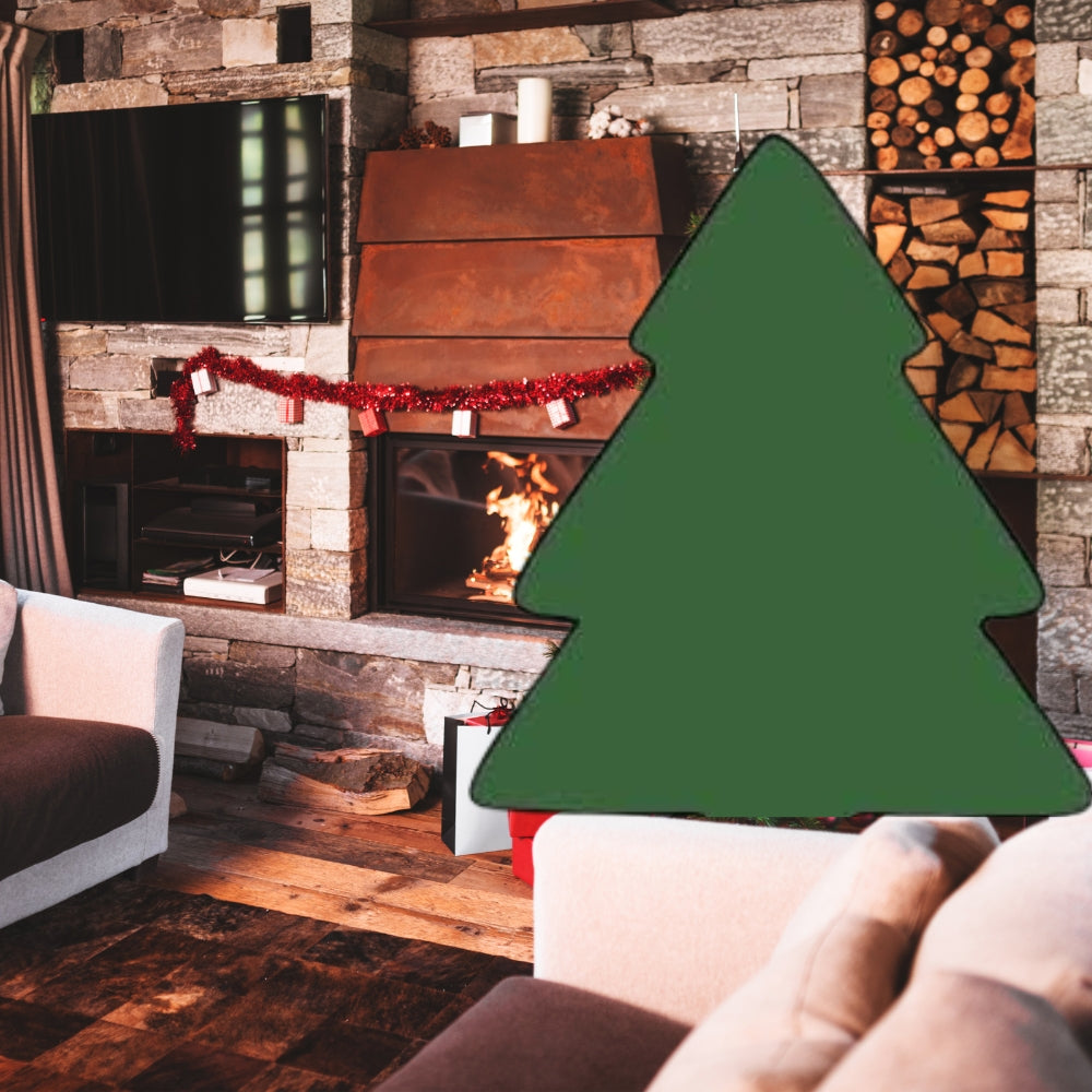 Precut glass shape of Christmas tree #1 in home.