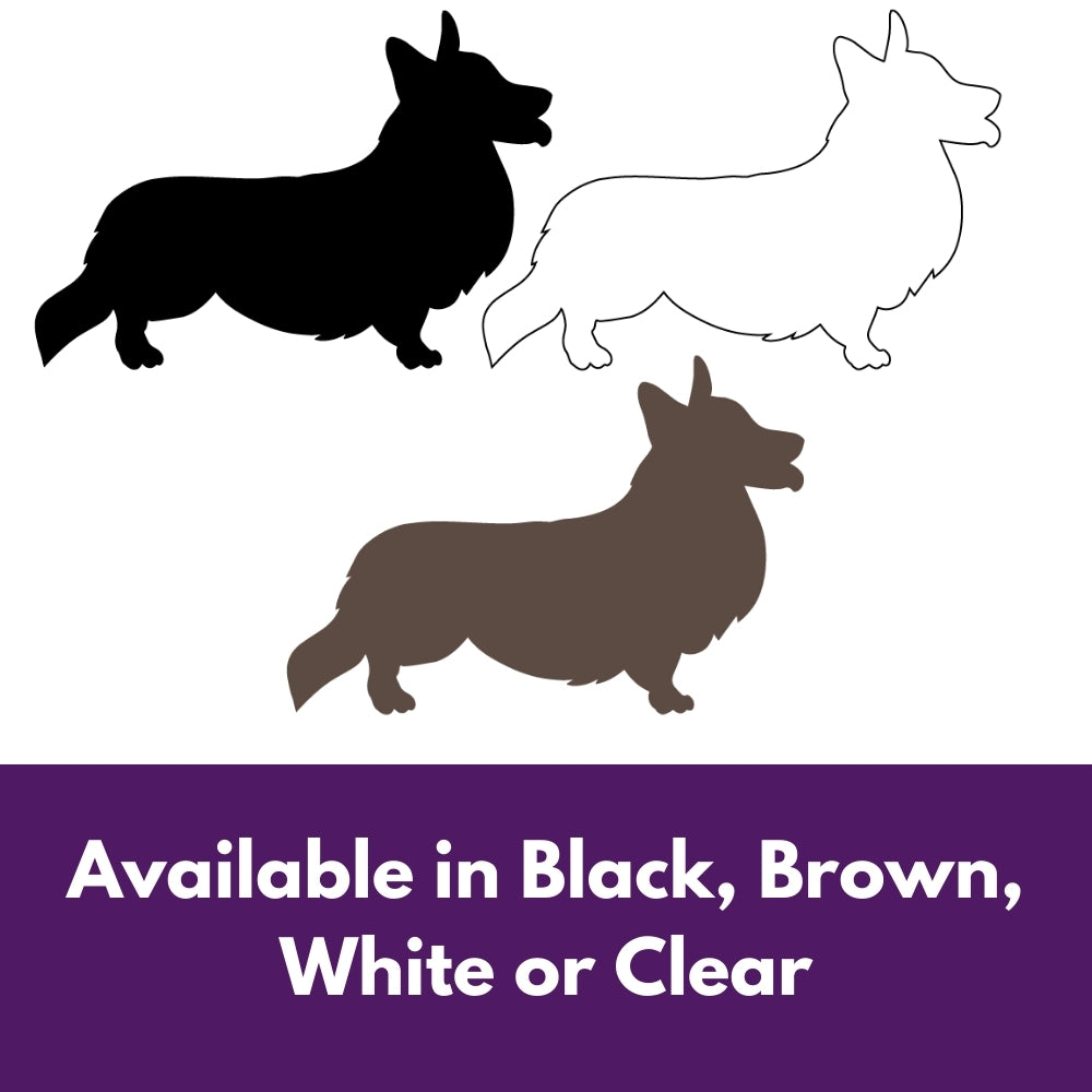 Precut glass shape of a corgi dog in multiple colors.