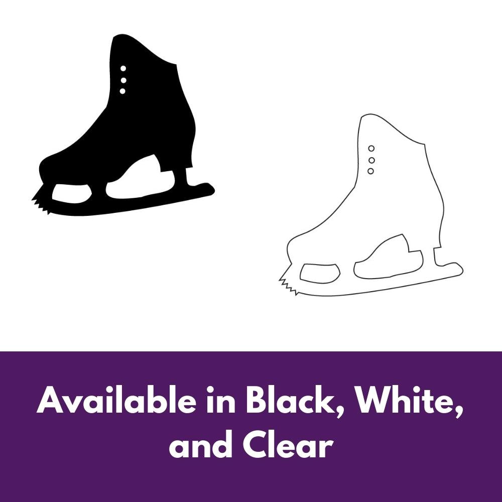 Precut glass shape of a figure skate in alternate colours.
