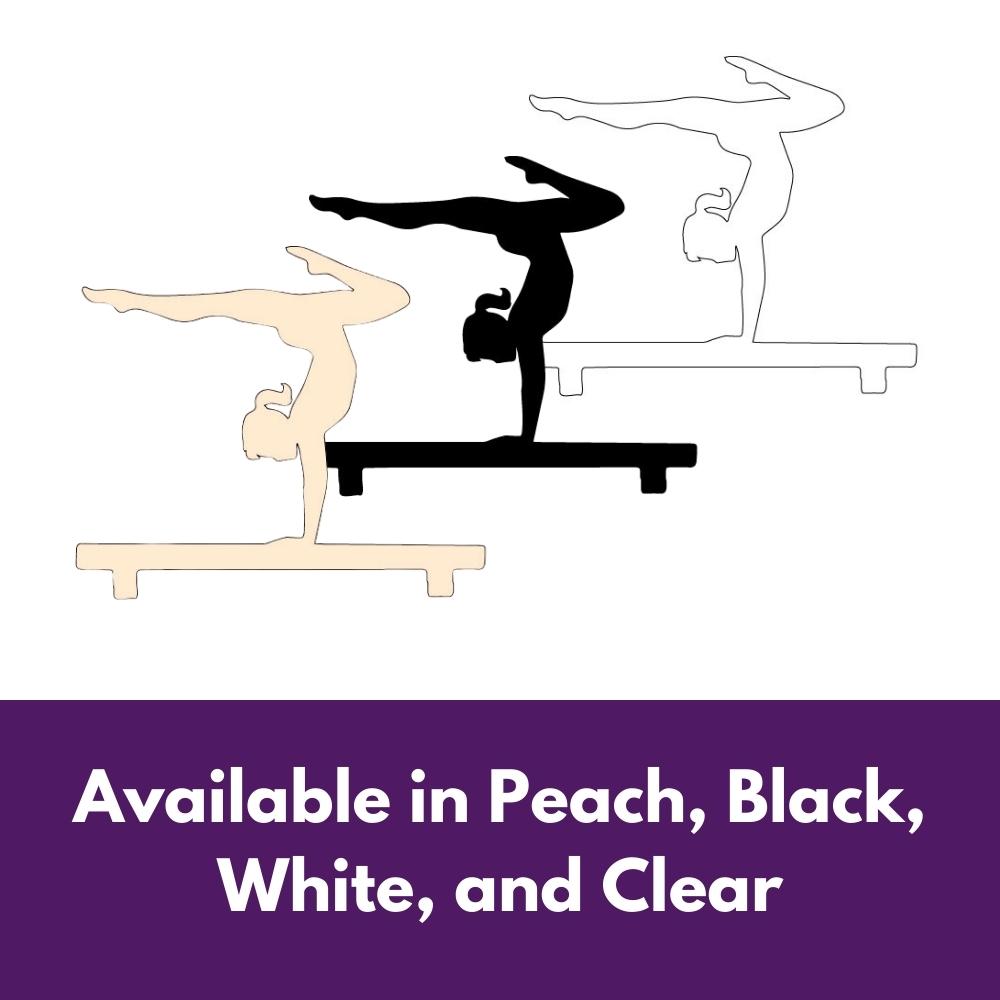 Precut glass shape of a gymnast in multiple colours.