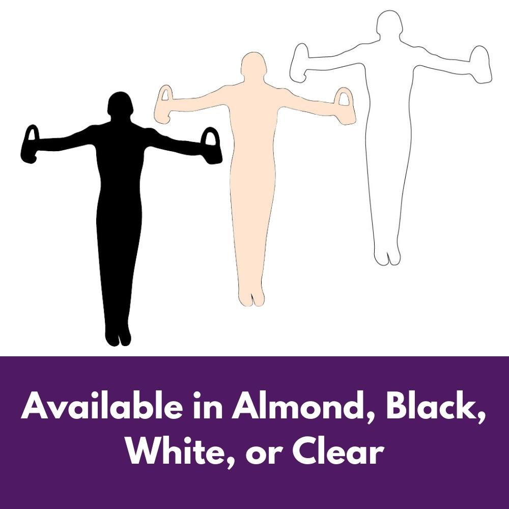 Precut glass shape of gymnast on rings in alternate colours.