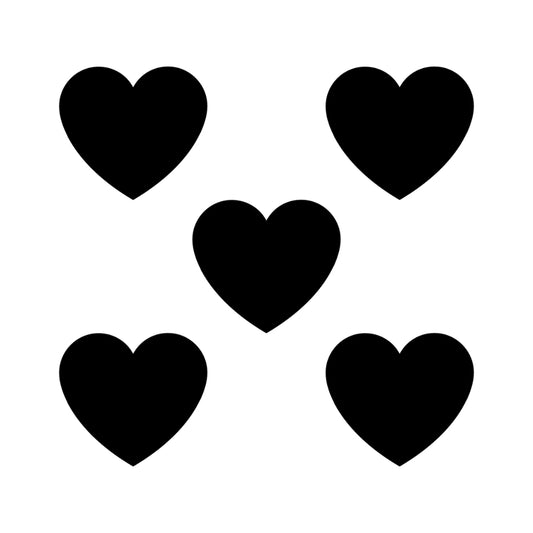 Precut glass shape of hearts (5pk) in black.