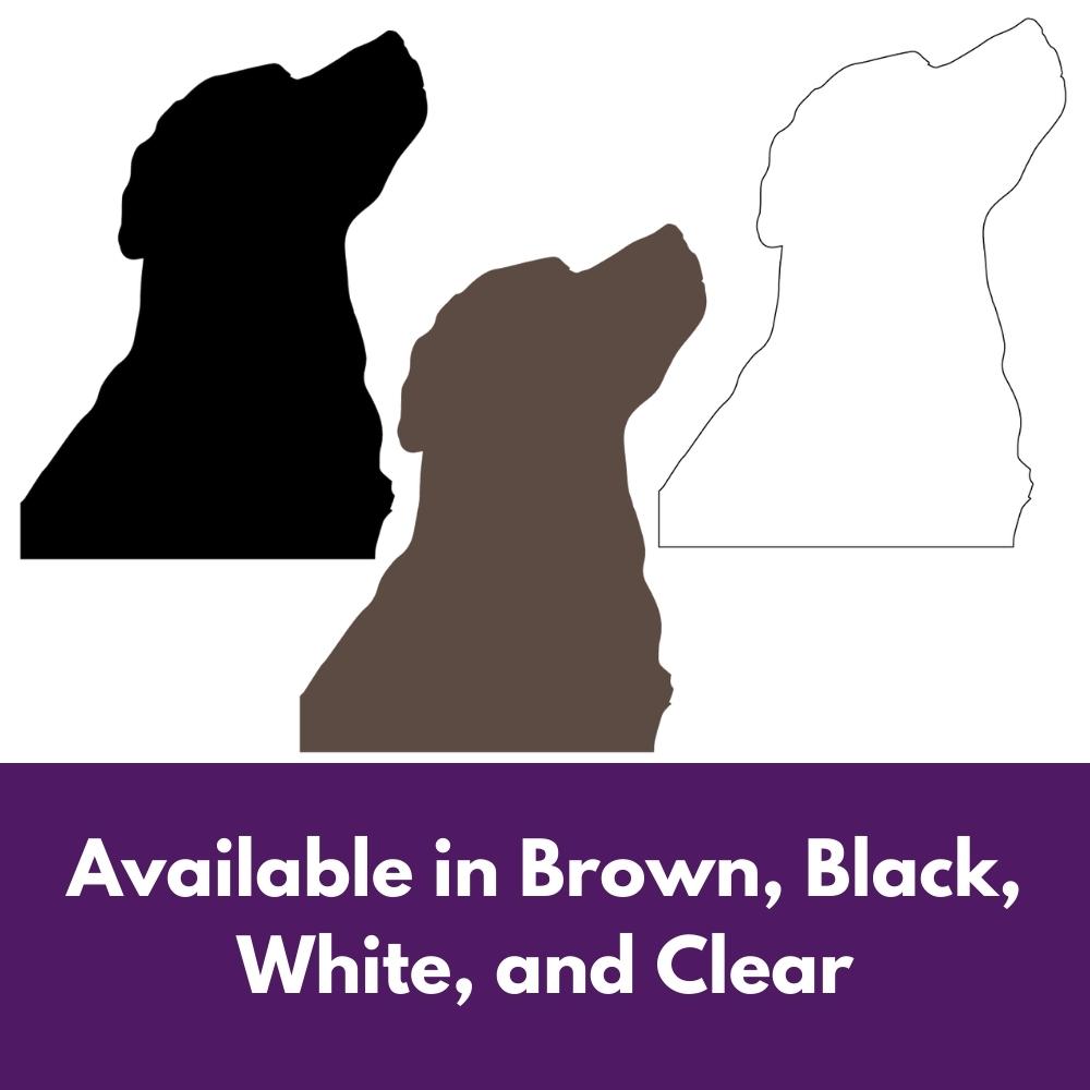 Precut glass shape of a labrador retriever head in multiple colours.