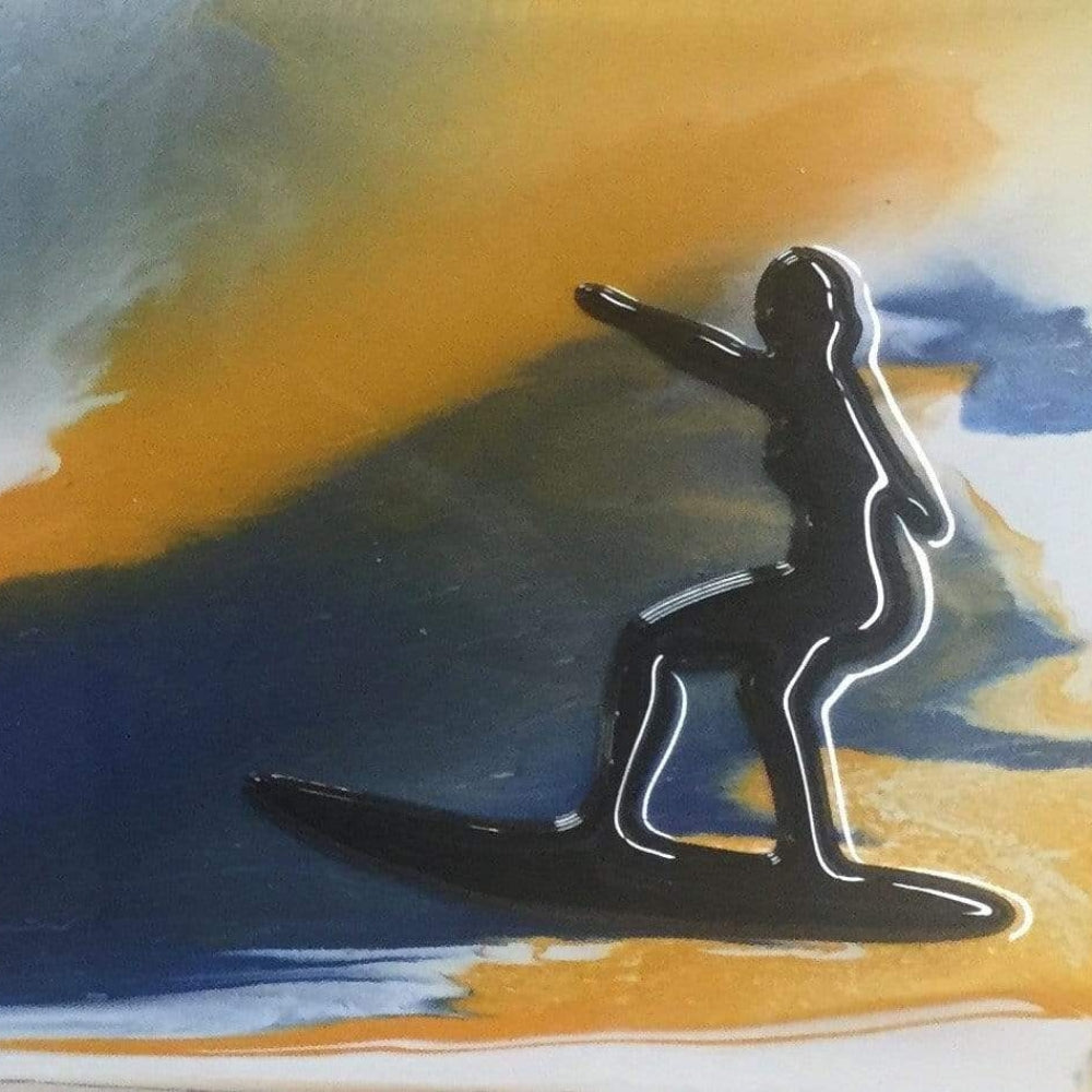 Precut glass shape of surfer #3.