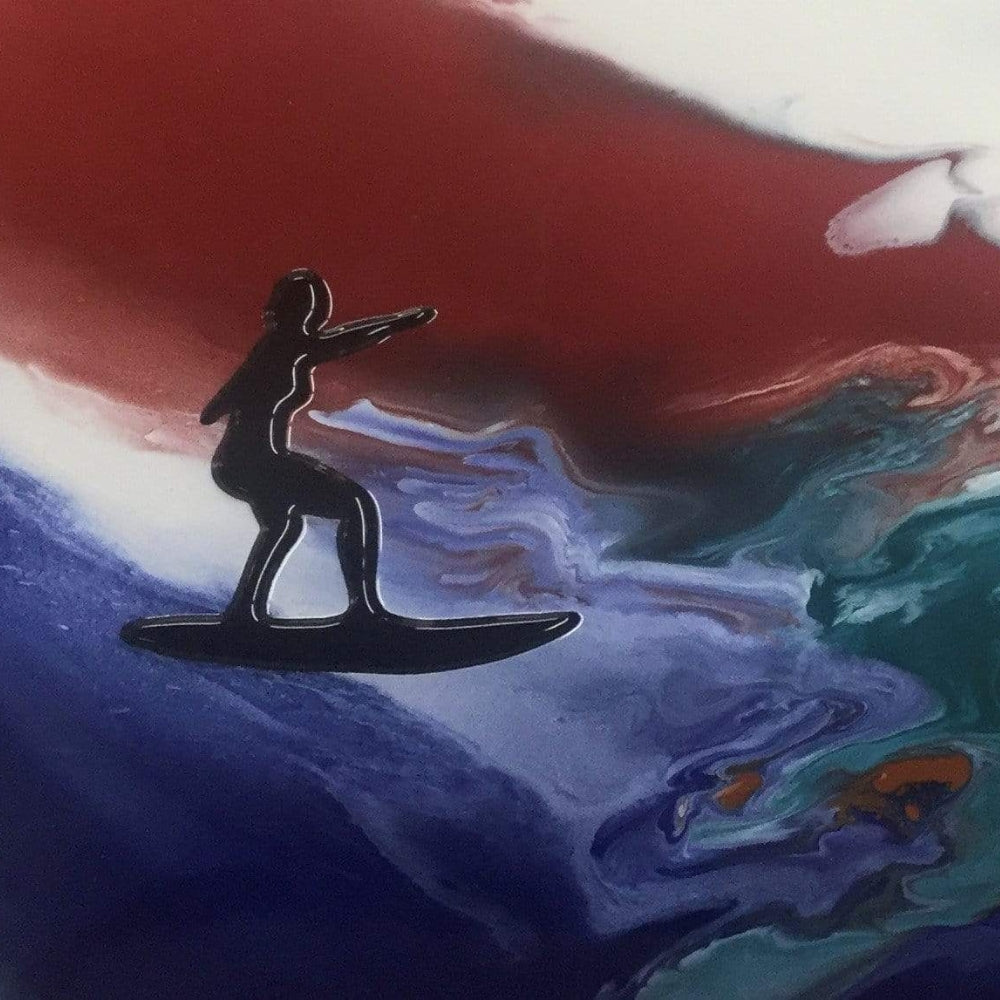 Precut glass shape of surfer #3.