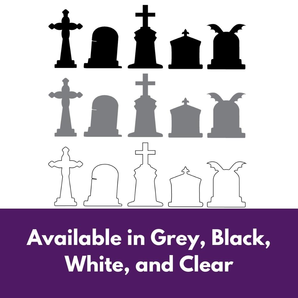 Precut glass shape of tomb stones in multiple colours.