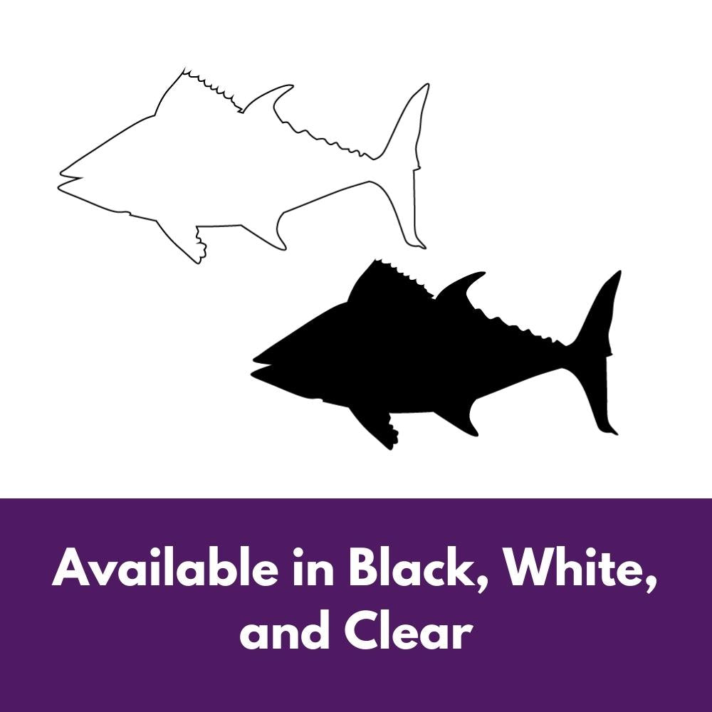 Precut glass shape of a tuna fish in alternate colours.