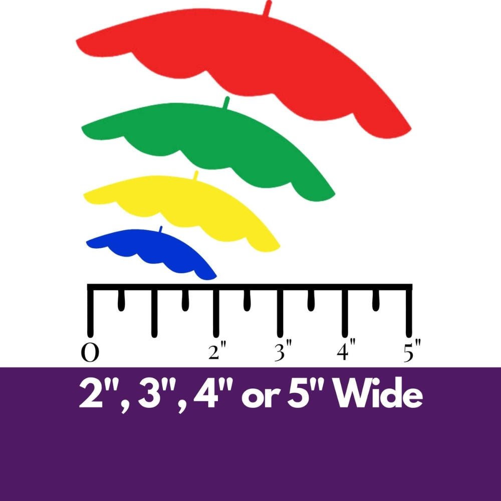 Precut glass shape of an umbrella in alternate sizes.