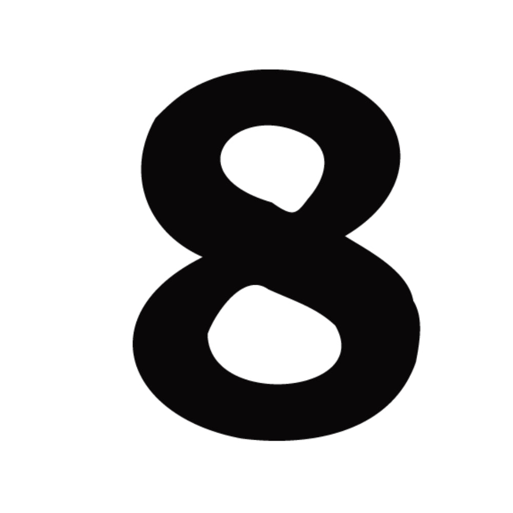 Precut number 8 in black Bookman Old Style Font in Oceanside COE 96 Glass