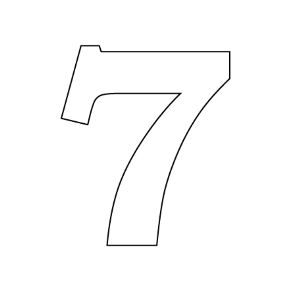Precut Number 7 in White COE 96 Oceanside Glass in Bookman Old Style Font
