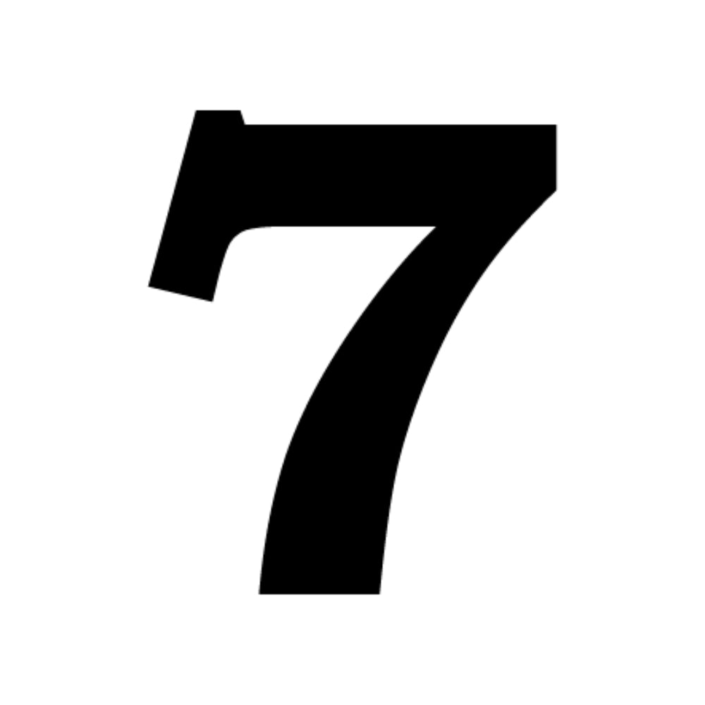 Precut number 7 in black Bookman Old Style Font in Oceanside COE 96 Glass