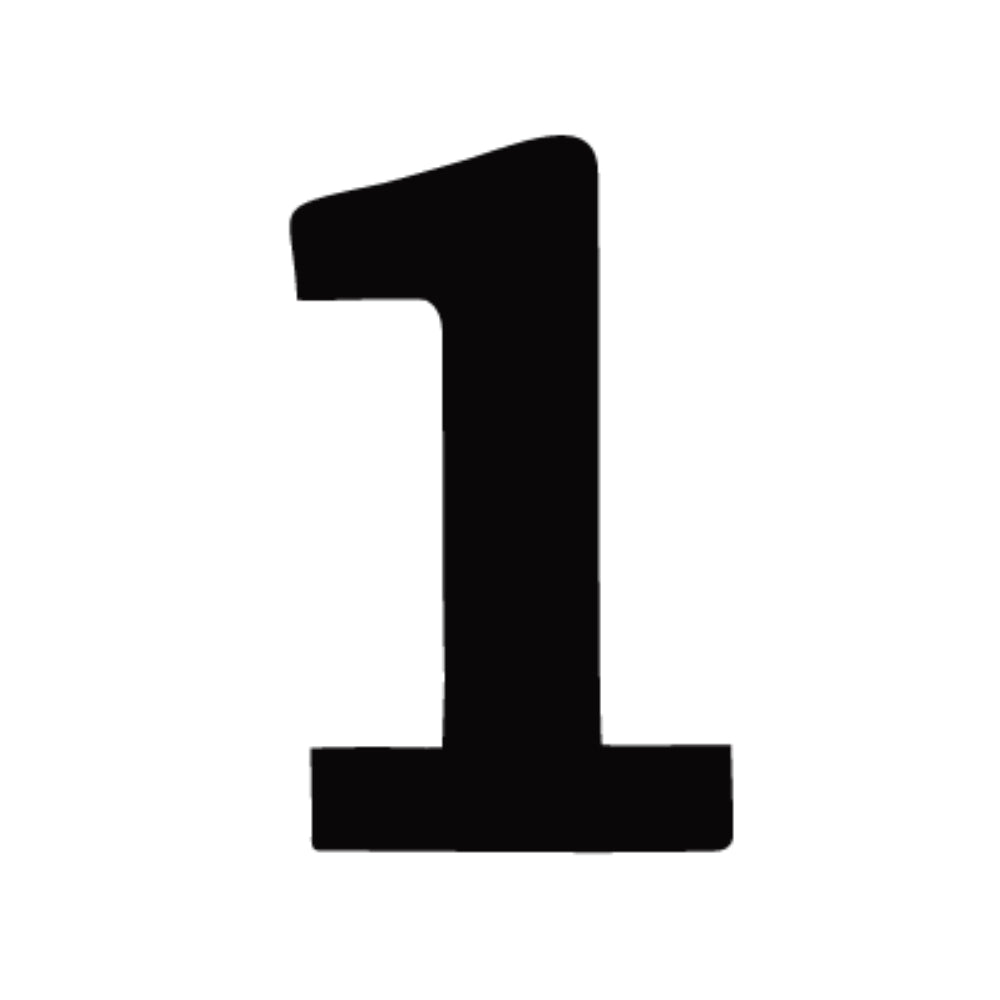 Precut number 1 in black Bookman Old Style Font in Oceanside COE 96 Glass