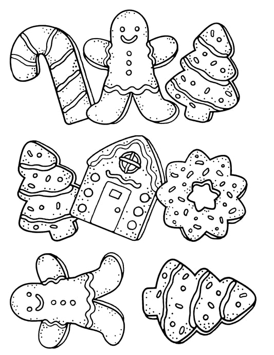 Gingerbread Cookie Holiday screen print by Mark Hufford β festive cookie and candy cane designs for fused glass, enamel painting, and holiday crafts (8.5x11)