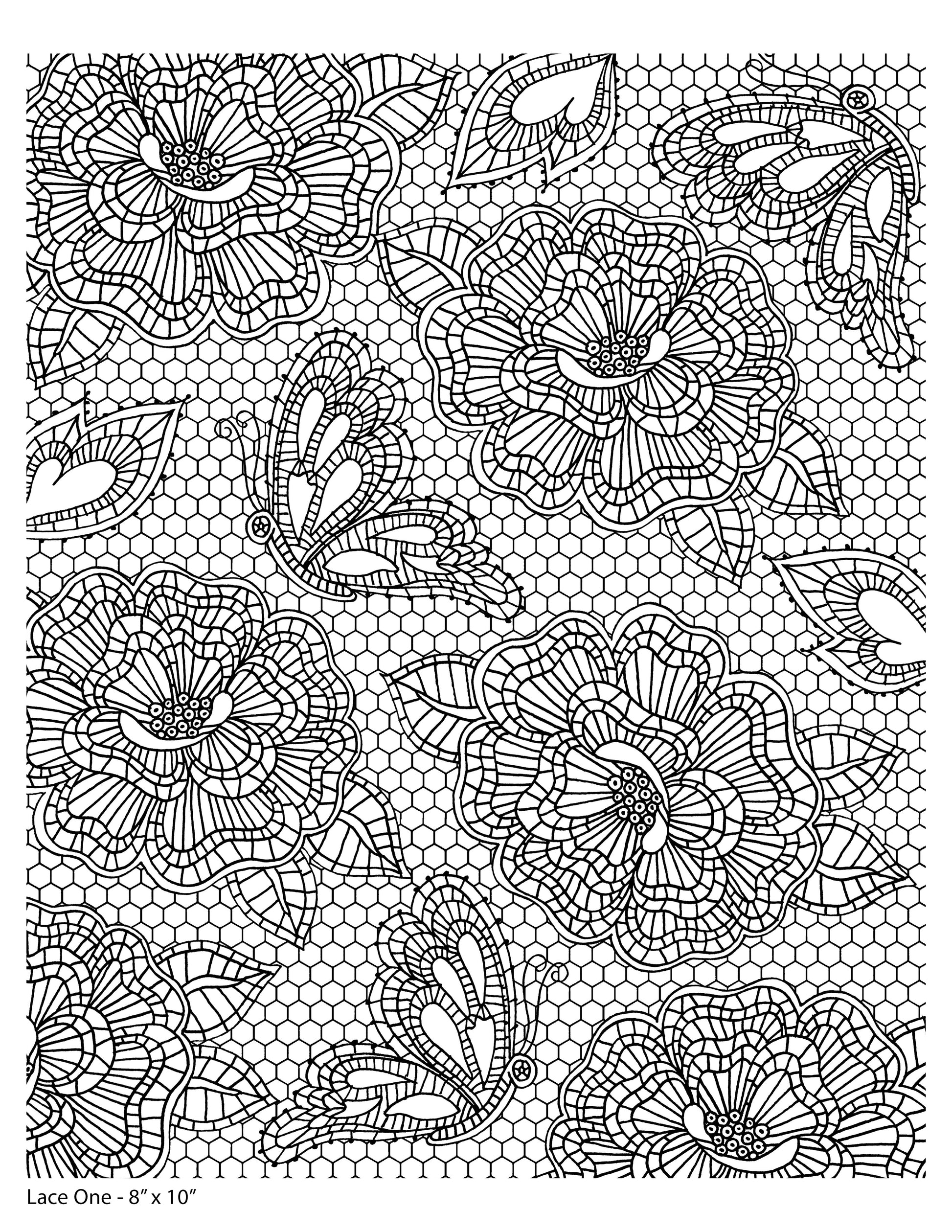 Butterfly and Floral Lace screen print by Mark Hufford – 8x10 hand-drawn lace design with floral and butterfly motifs for fused glass and enamel art