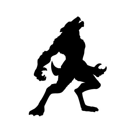 COE 96 glass werewolf shape howling at the moon – black, white, brown or clear glass