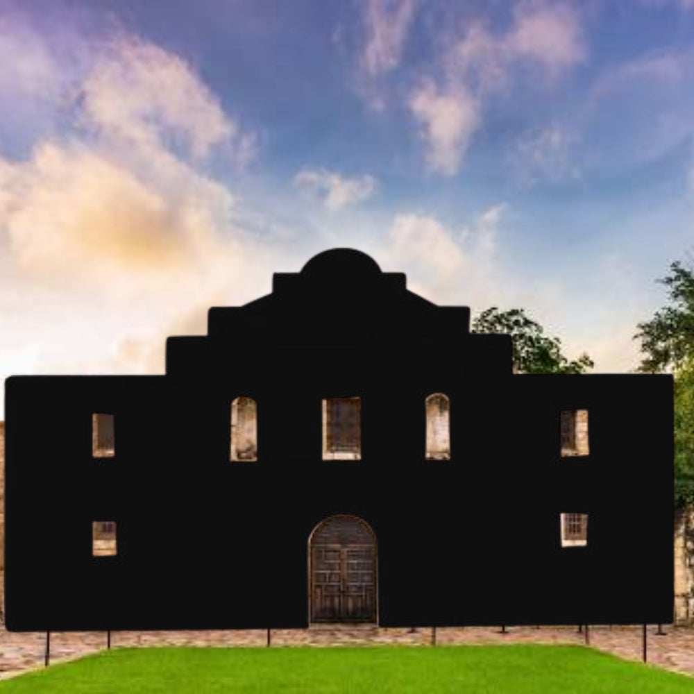 The Alamo in black COE96 oceanside glass in a day time scene