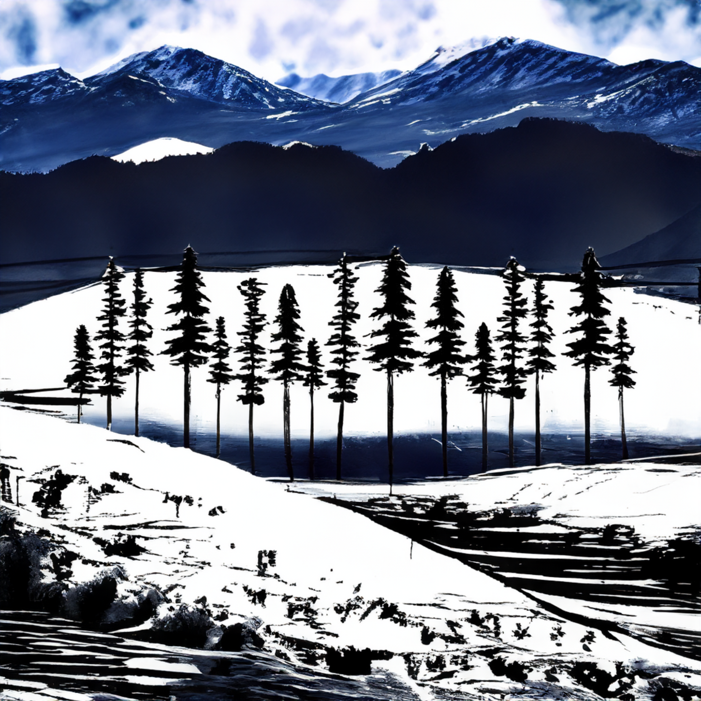 Spruce Trees Adhesive Silk Screen Stencil Design