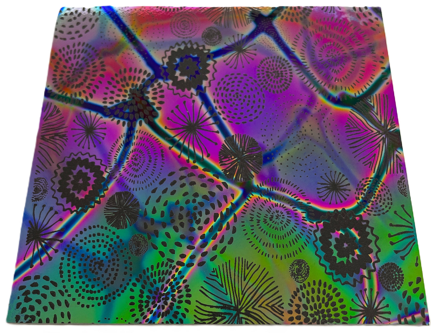 cosmic blooms etched dichroic glass