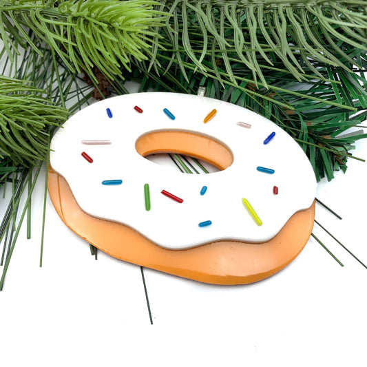 Fused Glass Donut Christmas Ornament