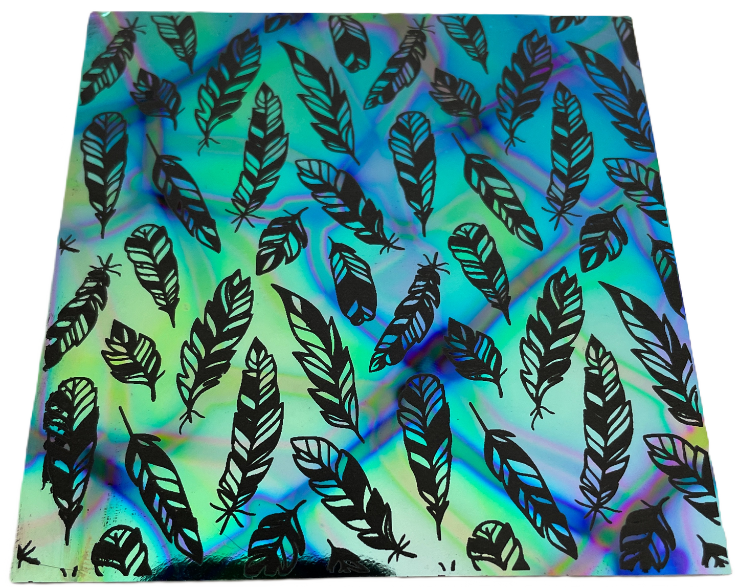 Feather Pattern Etched Dichroic Glass