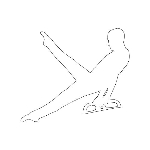 a gymnast on a pommel horse precut in white glass