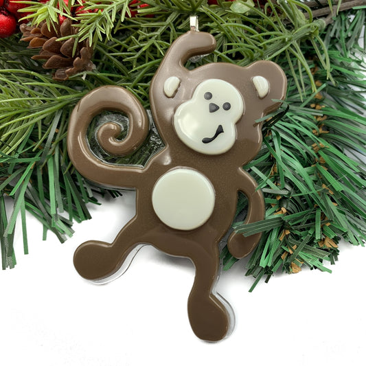 Fused Glass Monkey Ornament