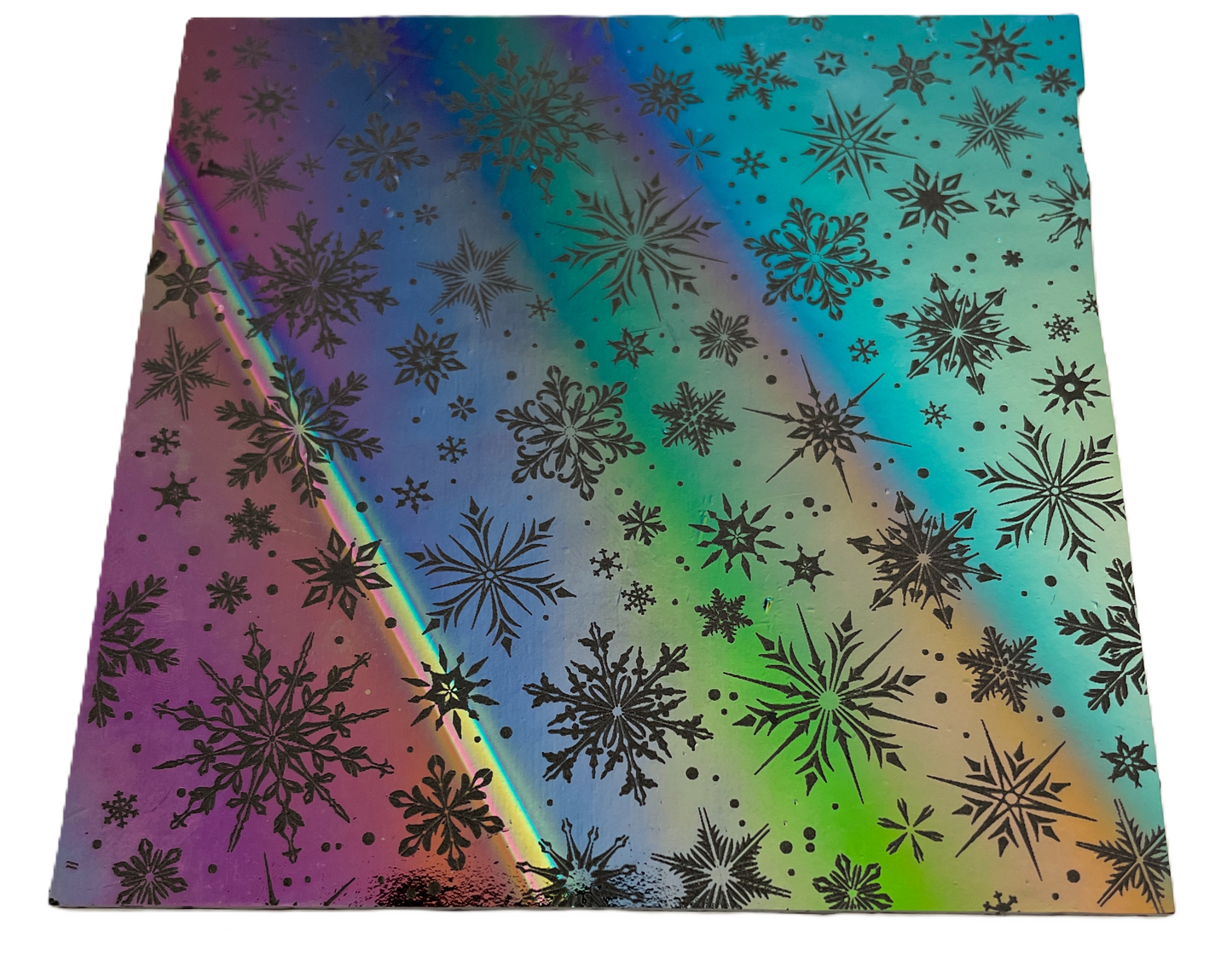 Snowflake Etched Dichroic Glass