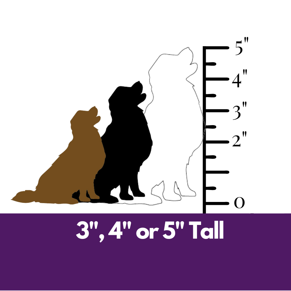 Precut Glass golden retriever showing sizes available to purchase