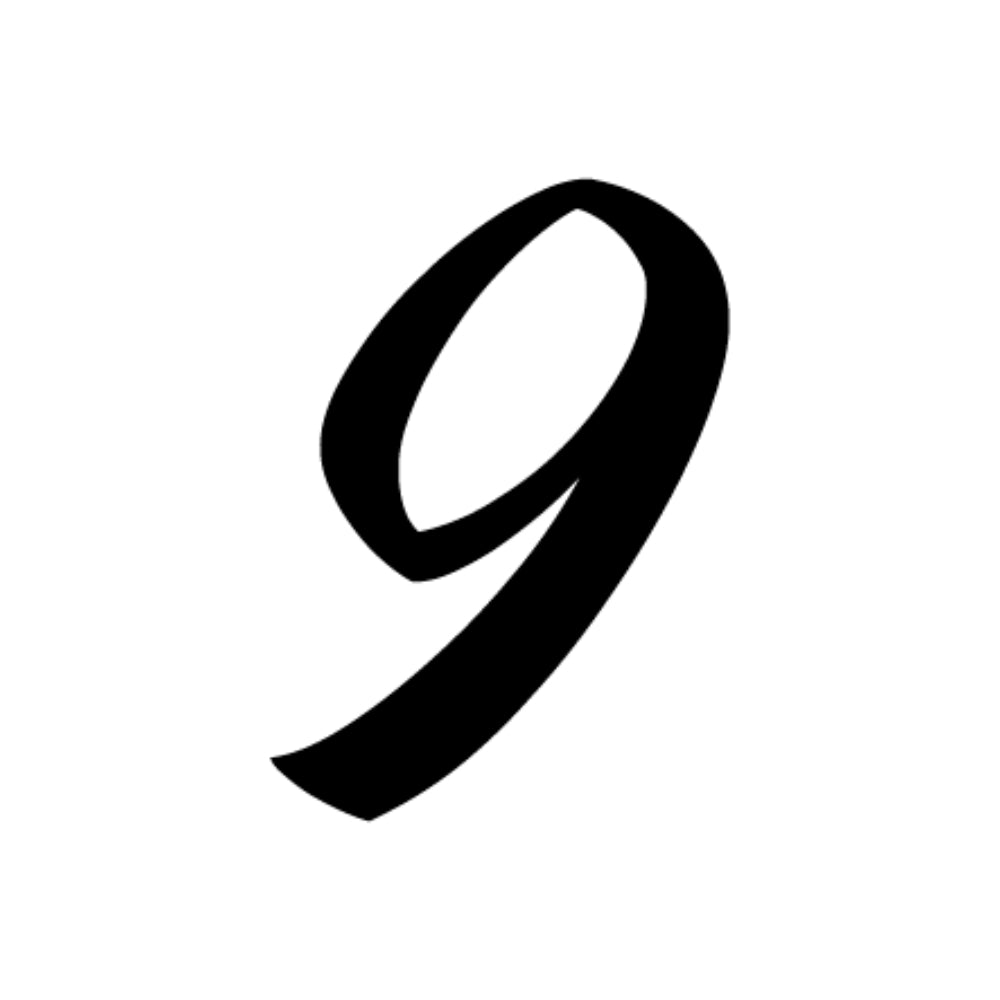 Precut Glass Numbers - Script - Black - COE 96
