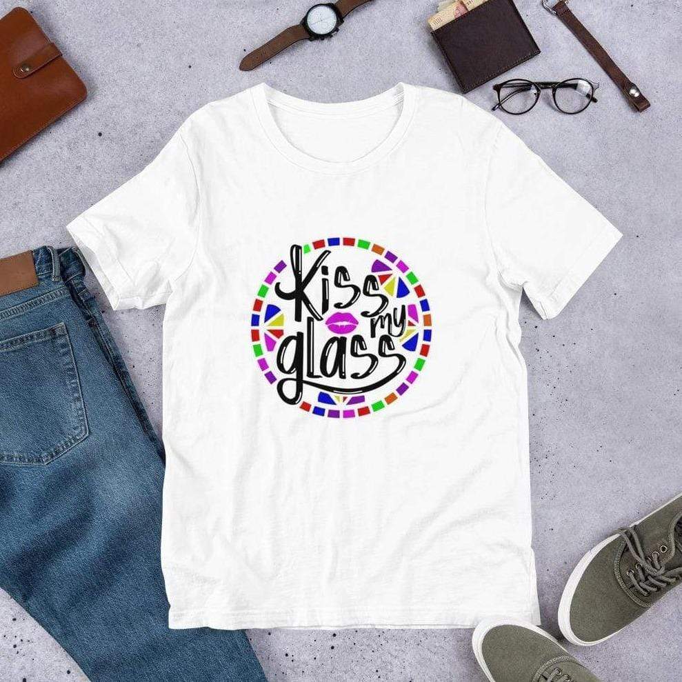 Fuse Muse Fused Glass Apparel, Etc... Kiss My Glass - White Short-Sleeve Unisex T-Shirt