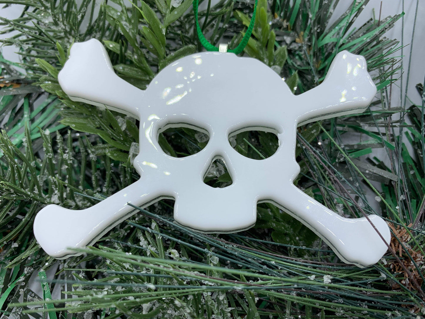 Skull and Crossbones Fused Glass Ornament