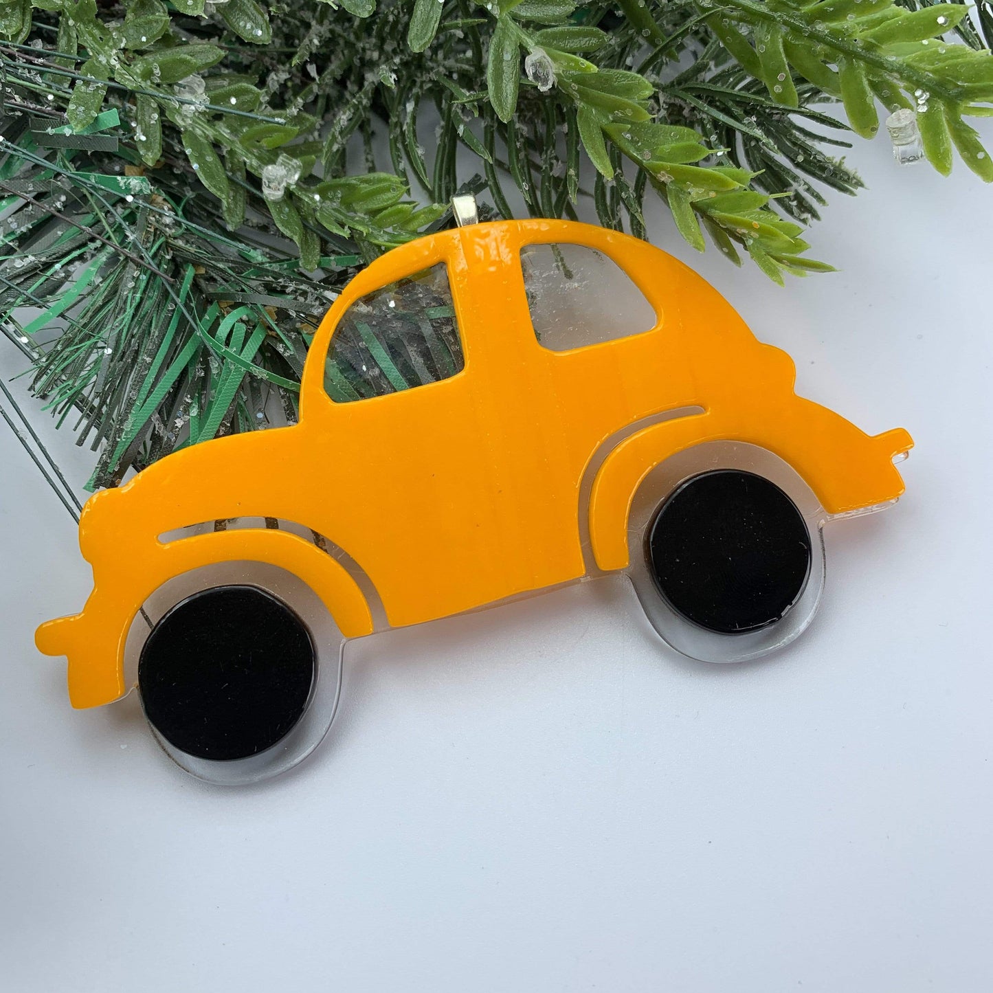 Beetle Car Fused Glass Ornament