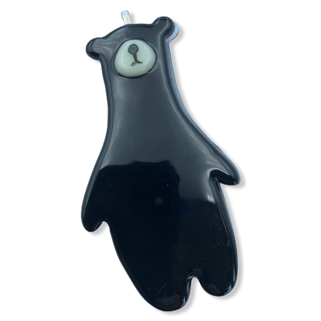 Fused Glass Black Bear Ornament