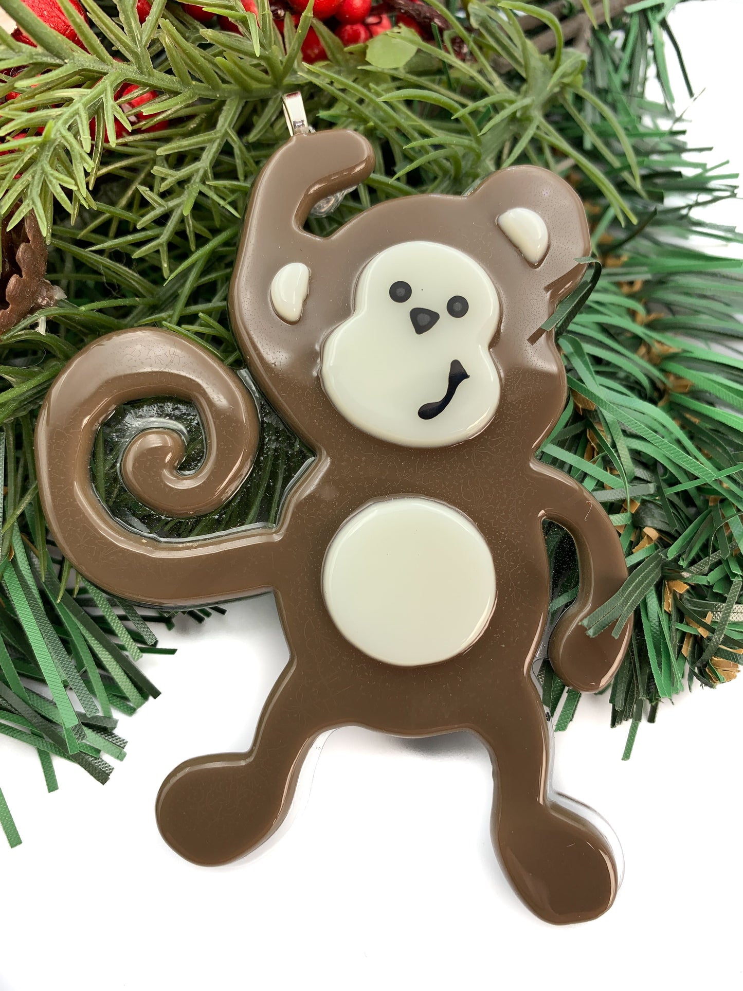 Fused Glass Monkey Ornament