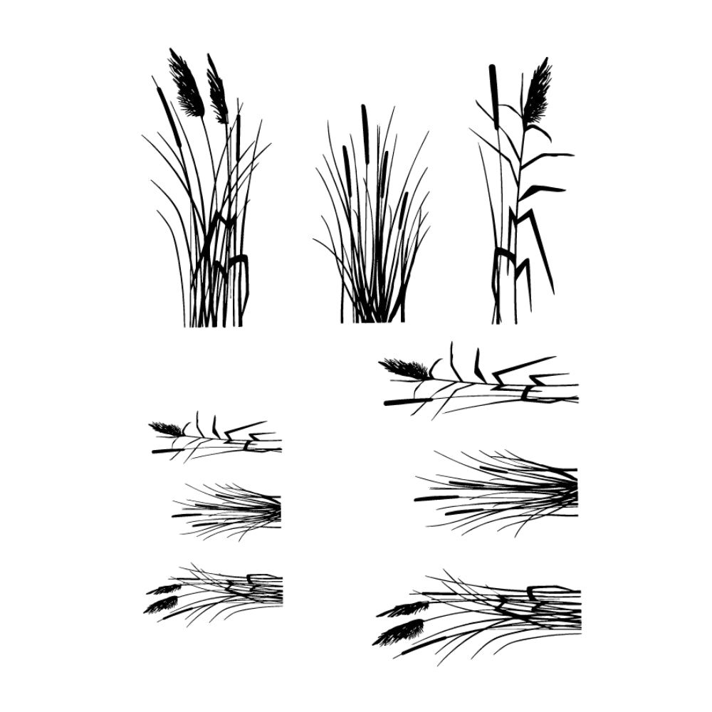 Cattails and pampas grass silk screen design