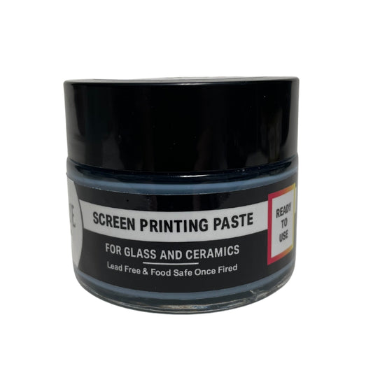 Screen Printing Paste made from Rogue Enamels in Steel Grey for fused glass and ceramics