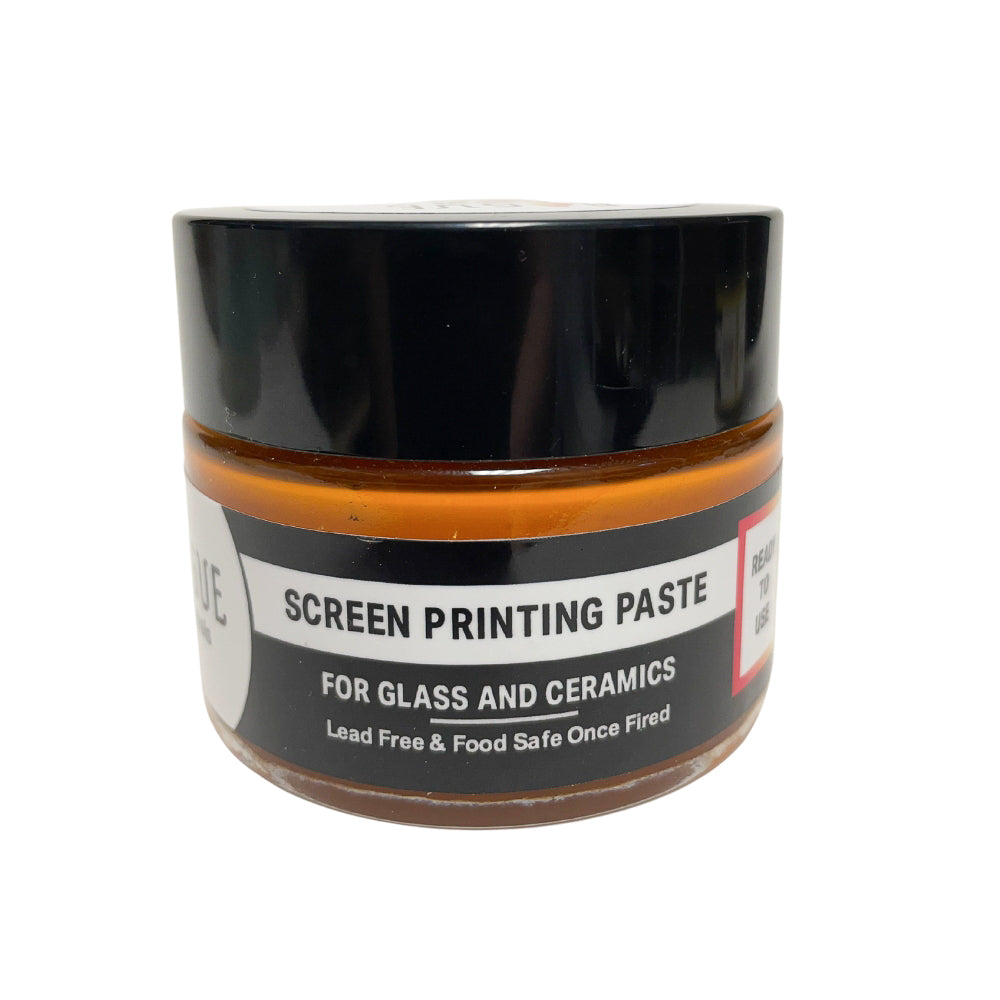 Screen Printing Paste made from Rogue Enamels in Mandorin Orange for fused glass and ceramics