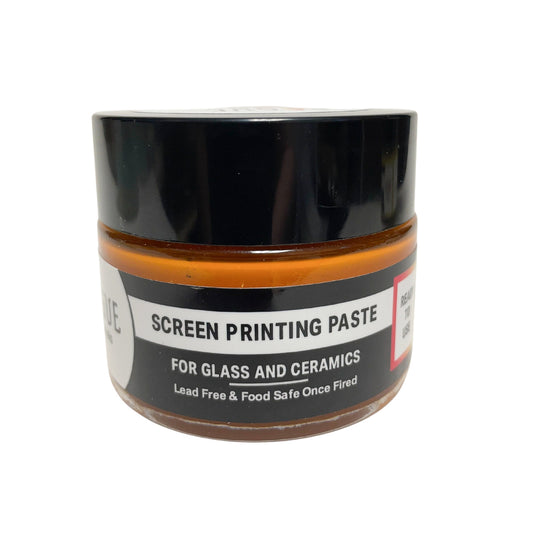Screen Printing Paste made from Rogue Enamels in Mandorin Orange for fused glass and ceramics
