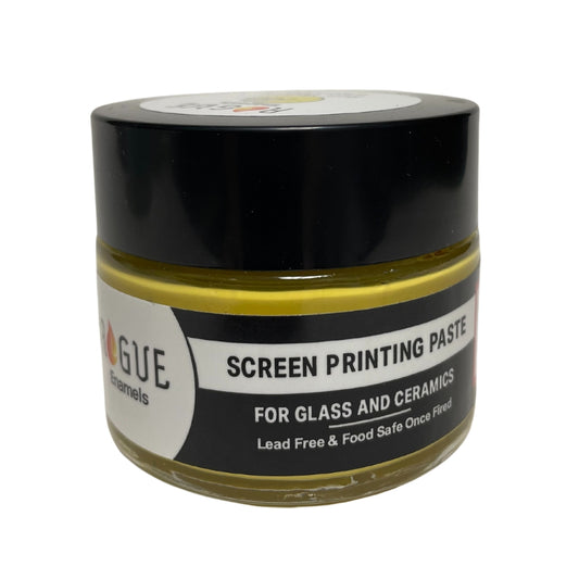 Screen Printing Paste made from Rogue Enamels in Sun Yellow for fused glass and ceramics