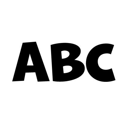 Bold ABC letters silhouette in fused glass precut, school-themed COE 90 Bullseye glass shape for kiln projects.