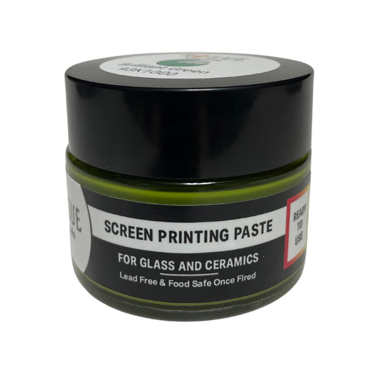 Screen Printing Paste made from Rogue Enamels in Brilliant Green for fused glass and ceramics